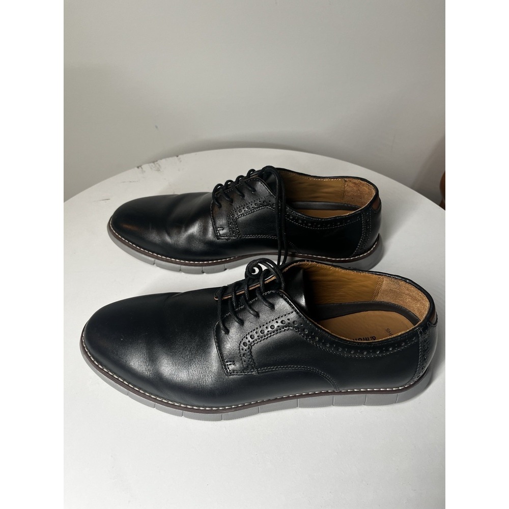 Johnston Murphy Mens Holden Black Leather Oxford Dress Shoes Plain Toe Size 10.5